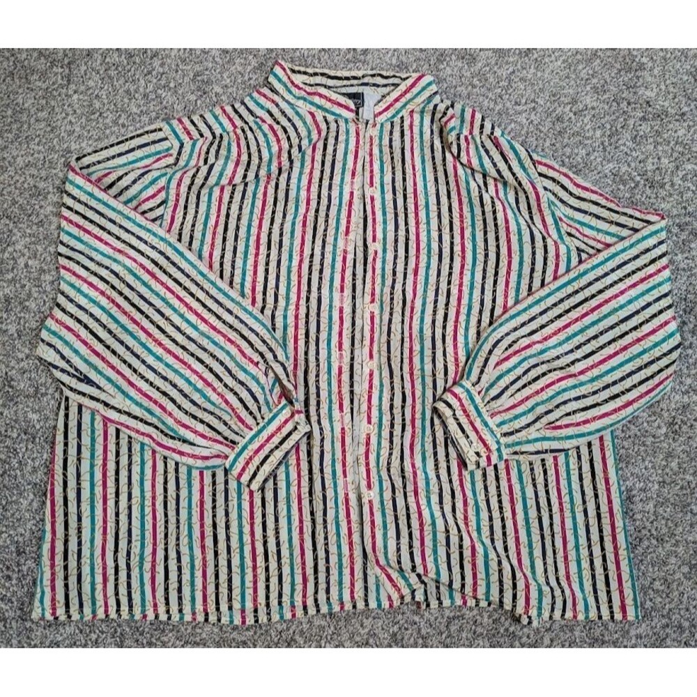 VTG Haberdashery By Personal Blouse Woman's 26 Long Sleeve Striped Shirt